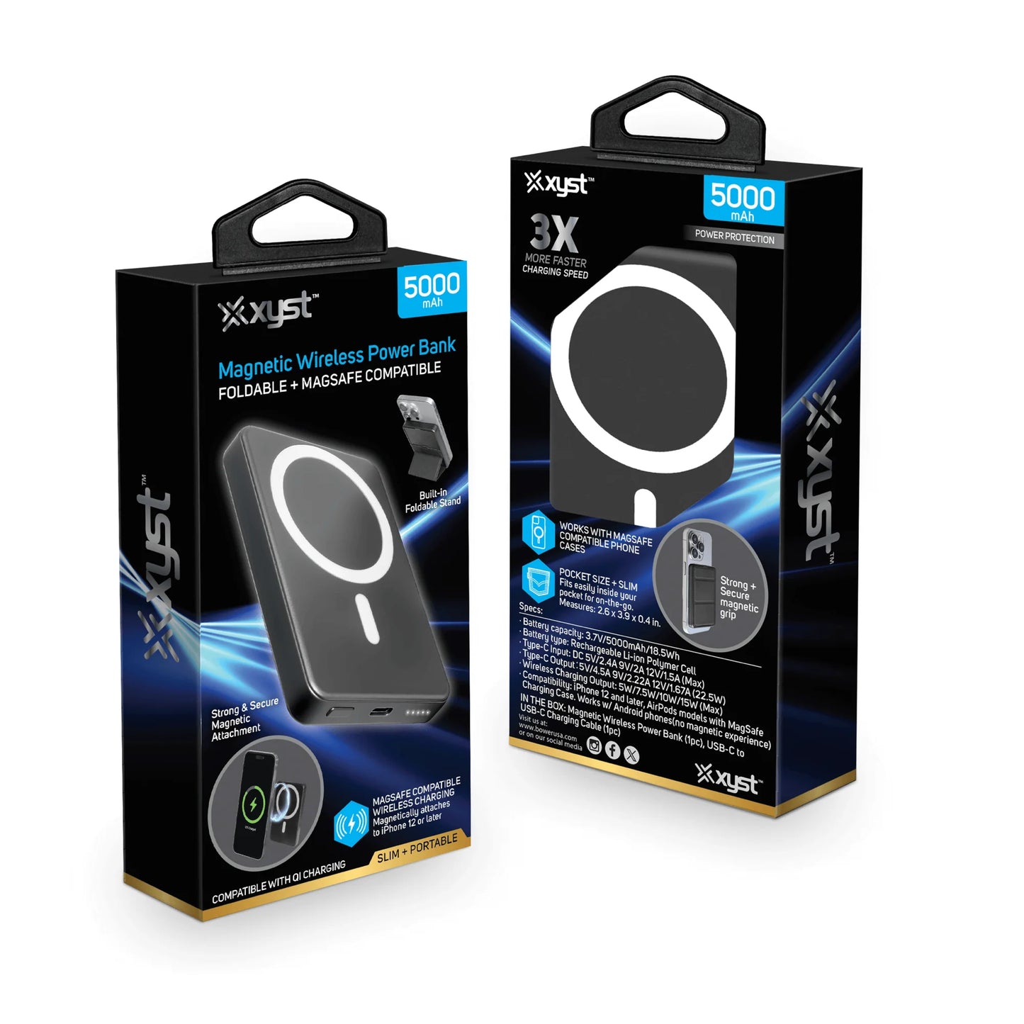 Introducing the Xyst 5000mAh MagSafe Magnetic Wireless Power Bank - Your Ultimate On-the-Go Charging Solution!